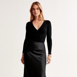 Abercrombie & Fitch Long-sleeve V-neck Sweater Bodysuit